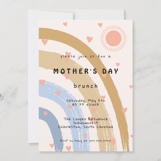 Invitación El gracioso arcoiris del Día de la Madre (Anverso)