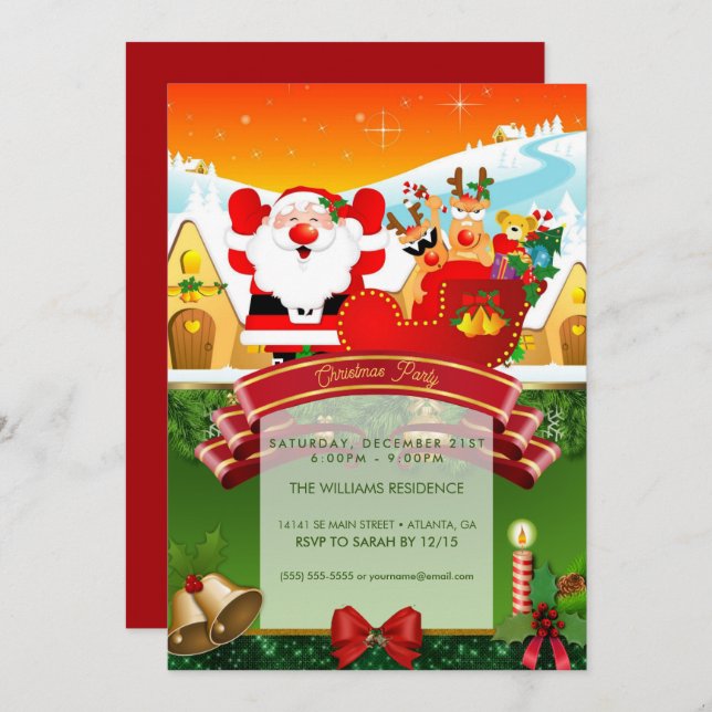 Invitación El gracioso Personalizado Santa Claus (Anverso / Reverso)