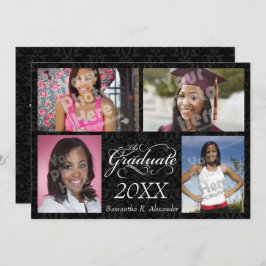 Invitación El graduado, elegante negro