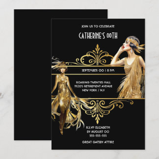 Invitación El gran cumpleaños de oro negro de Gatsby de los a