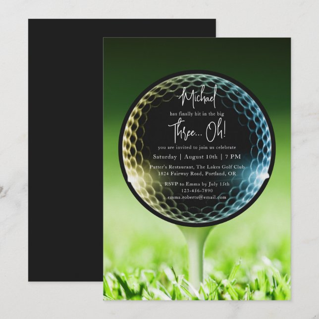 Invitación El gran Fiesta de los 30 Años de Golf (Anverso / Reverso)