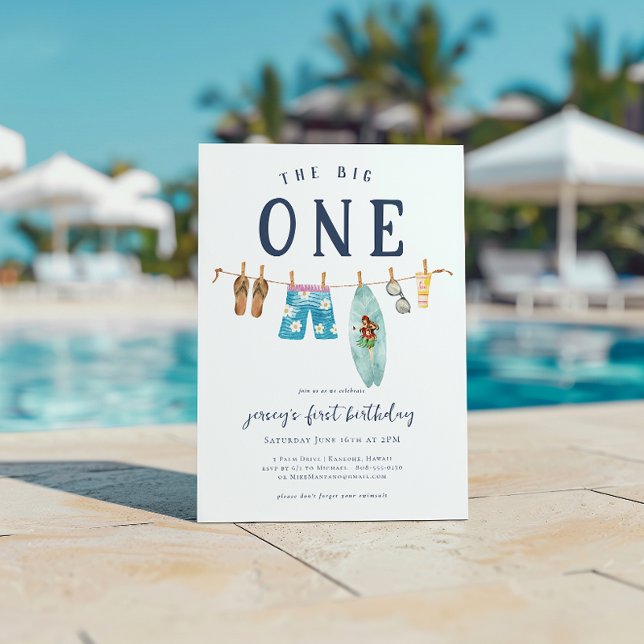 Invitación El grande | Cumpleaños de la surf de verano retro (Subido por el creador)