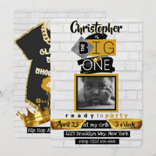 Invitación El GRANDE Uno Cumpleaños Retro Hip Hop 1er Foto