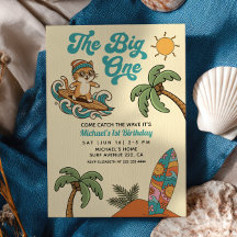 El Grande Uno Gato Surfista Retro Verano Cumpleaño