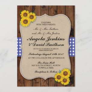 Invitación El granero de madera de la flor de la arpillera