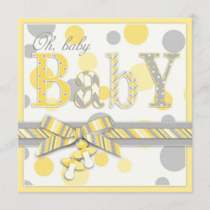 Invitación El gris amarillo del bebé puntea Baby Shower