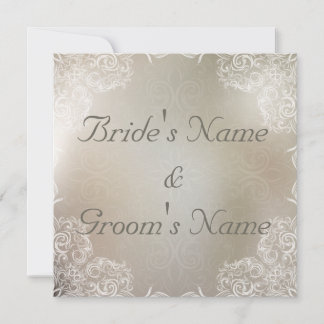 Invitación El gris elegante con blanco remolina boda