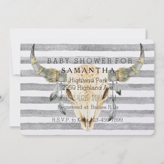 Invitación El gris principal de Bull raya la fiesta de (Anverso)