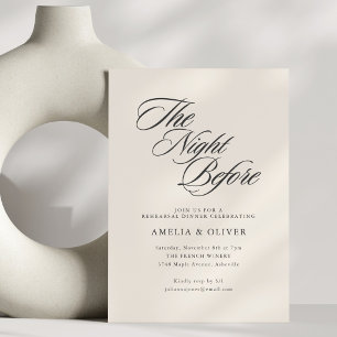 Invitación El guión elegante para la cena de la noche anterio