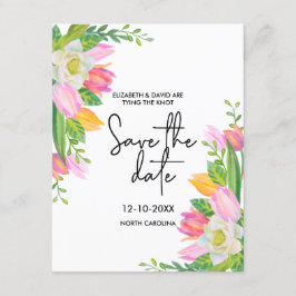 Invitación El guión moderno de la boda con flores rosadas sal