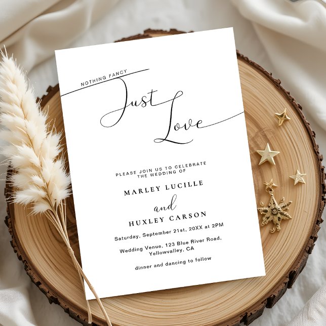 Invitación El guión moderno Nada Fancy Just Love Boda (Subido por el creador)