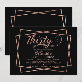 Invitación El guión rosa moderno negro treinta