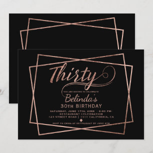 Invitación El guión rosa moderno negro treinta