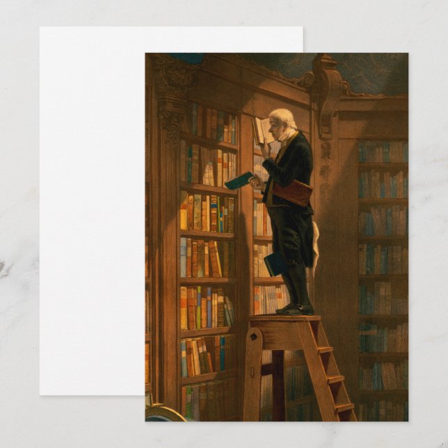 Invitación El gusano de los libros, 1861, de Carl Spitzweg (Anverso / Reverso)