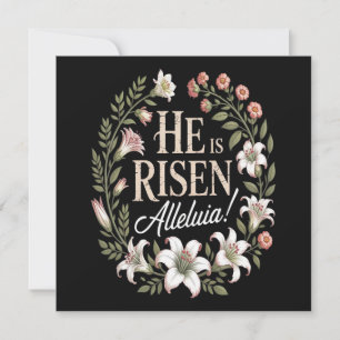 Invitación Él ha resucitado Aleluya Floral Pascua Cristiana