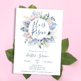 Invitación Él ha Resucitado Corona Floral Iglesia Servicio de