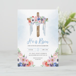 Invitación Él ha resucitado Cruz Celebración de Pascua de pri