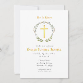 Invitación Él ha resucitado Cruz Servicio de Pascua al amanec