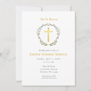 Invitación Él ha resucitado Cruz Servicio de Pascua al amanec