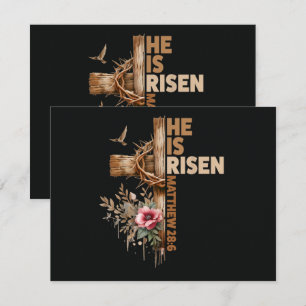 Invitación Él ha resucitado Jesús Cristiano Religioso Pascua