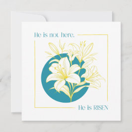 Invitación ¡Él ha RESUCITADO! - Lirio Amarillo + Verde Teal