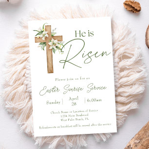 Invitación Él ha Resucitado Servicio de Amanecer de Pascua de