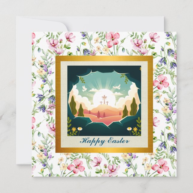 Invitación Él ha resucitado y Celebración del Domingo de Resu (Anverso)