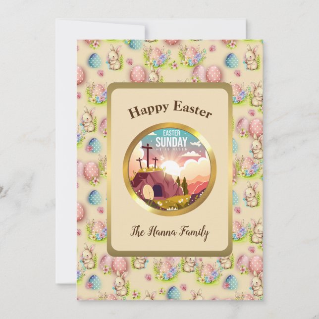 Invitación Él ha Resucitado y Celebración del Domingo de Resu (Anverso)