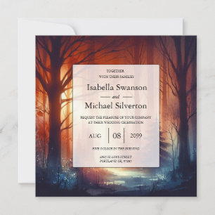 Invitación El hechizo del bosque de hojas que caen boda