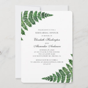 Invitación El helecho forestal. Cena de ensayo del boda Woodl