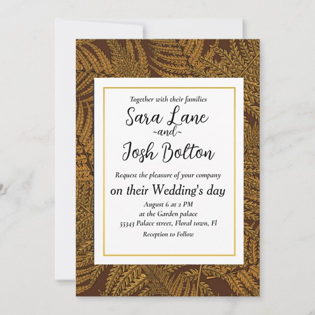 Invitación El helecho otoñal en marrón (Anverso)