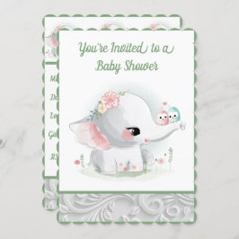 Invitación El hermoso bebé blanco o el elefante Chica