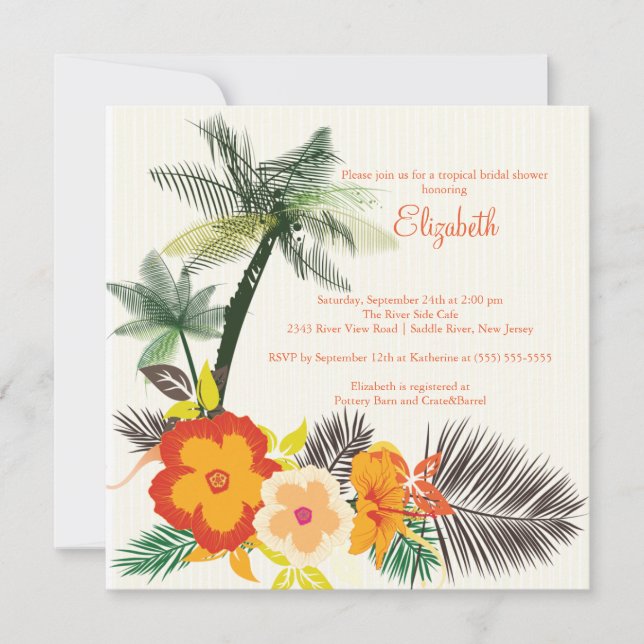 Invitación El hibisco tropical florece la ducha nupcial (Anverso)