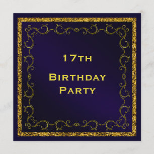 Invitación El hombre azul y oro cumple 17 años