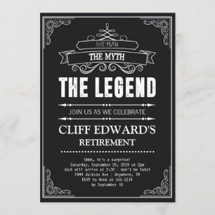 Invitación El hombre el mito de la leyenda Fiesta de jubilaci