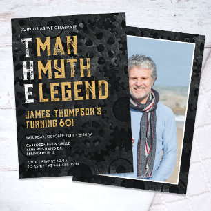 Invitación El hombre el mito la leyenda 60 cumpleaños en foto