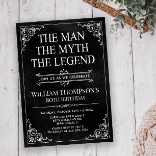 Invitación El Hombre El Mito La Leyenda 80 Cumpleaños