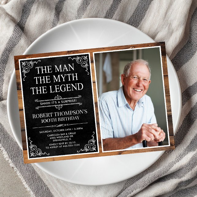 Invitación El Hombre El Mito La Leyenda Cumpleaños 100 (Subido por el creador)