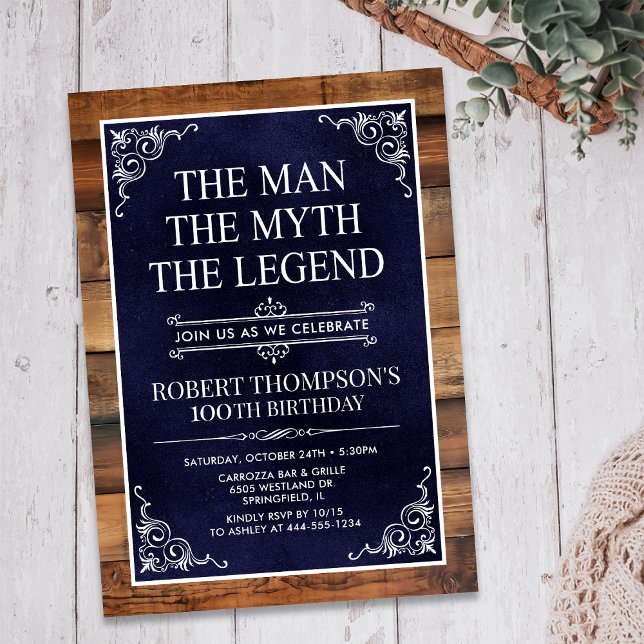 Invitación El Hombre El Mito La Leyenda Cumpleaños 100 (Subido por el creador)
