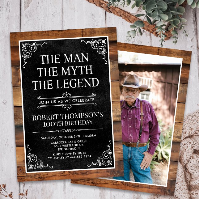 Invitación El Hombre El Mito La Leyenda Cumpleaños 100 (Subido por el creador)