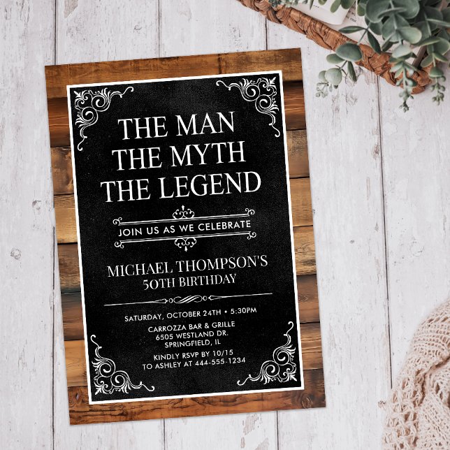 Invitación El Hombre El Mito La Leyenda Cumpleaños 50 (Subido por el creador)