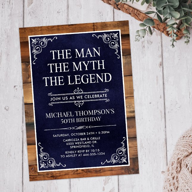 Invitación El Hombre El Mito La Leyenda Cumpleaños 50 (Subido por el creador)