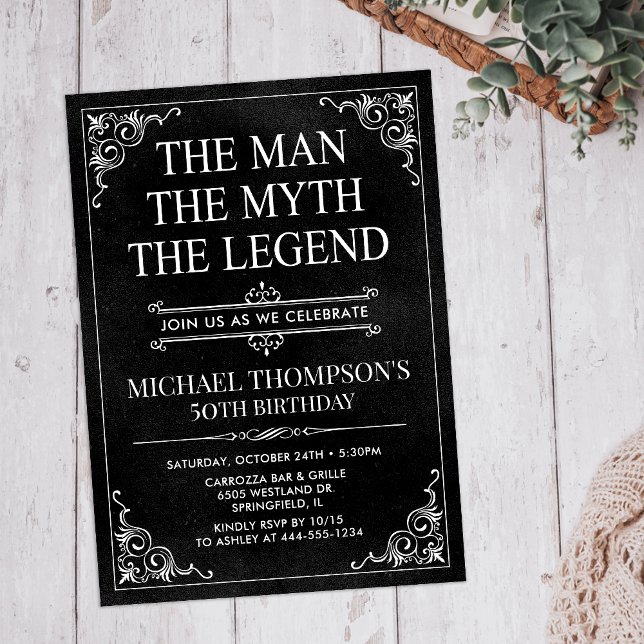Invitación El Hombre El Mito La Leyenda Cumpleaños 50 (Subido por el creador)