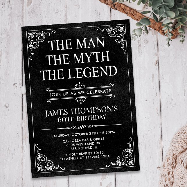 Invitación El Hombre El Mito La Leyenda Cumpleaños 60 (Subido por el creador)