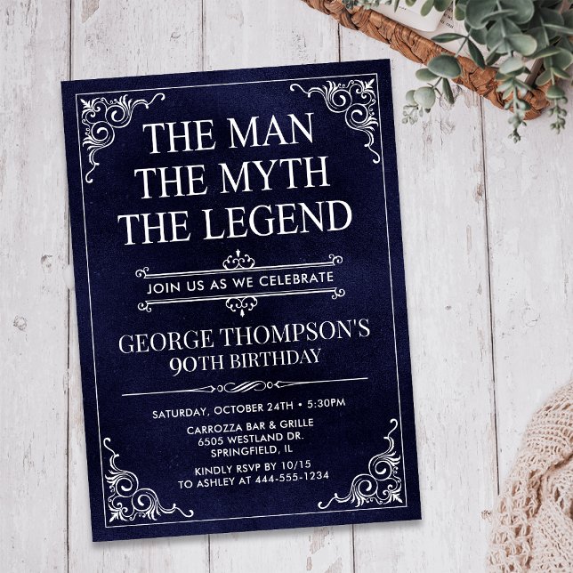 Invitación El Hombre El Mito La Leyenda Cumpleaños 90 (Subido por el creador)