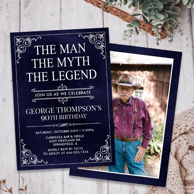 Invitación El Hombre El Mito La Leyenda Cumpleaños 90 (Subido por el creador)