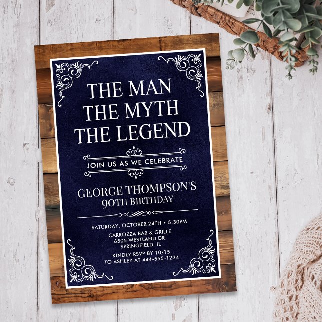 Invitación El Hombre El Mito La Leyenda Cumpleaños 90 (Subido por el creador)