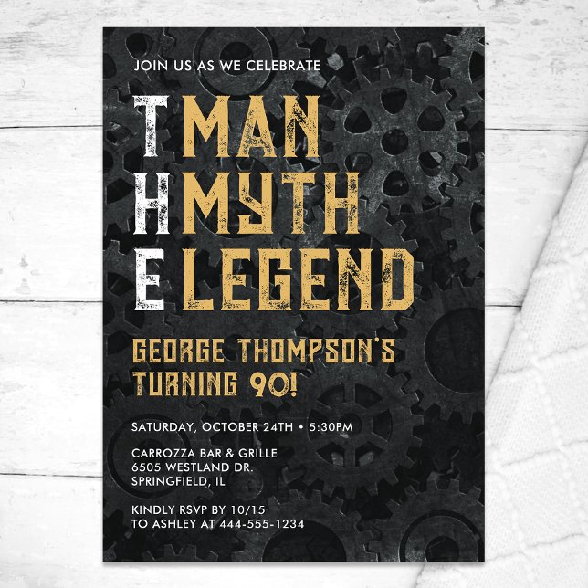 Invitación El Hombre El Mito La Leyenda Cumpleaños 90 (Subido por el creador)