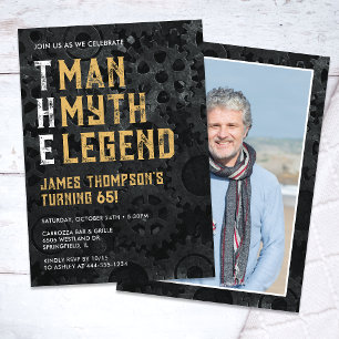 Invitación El hombre el mito la leyenda cumpleaños de 65 años