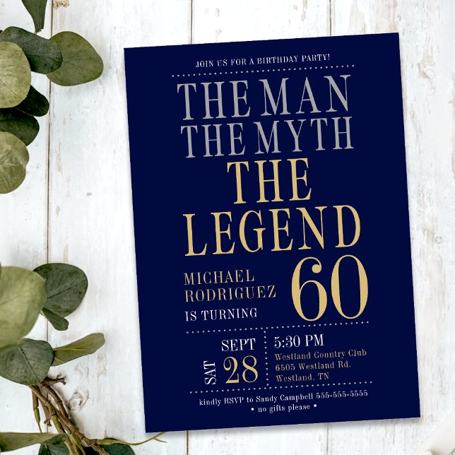 Invitación El hombre el mito la leyenda fiesta de cumpleaños  (Subido por el creador)